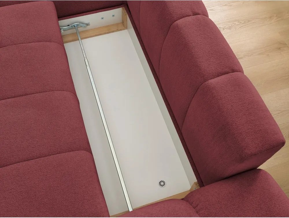 Divano angolare burgundy allungabile e con contenitore (penisola a sinistra/chaise lounge) con rivestimento in ciniglia Everest – Bobochic Paris