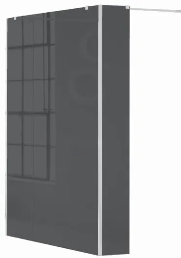 Box doccia walk-in Wens, vetro fumè 6 mm, H 200 cm, profilo bianco
