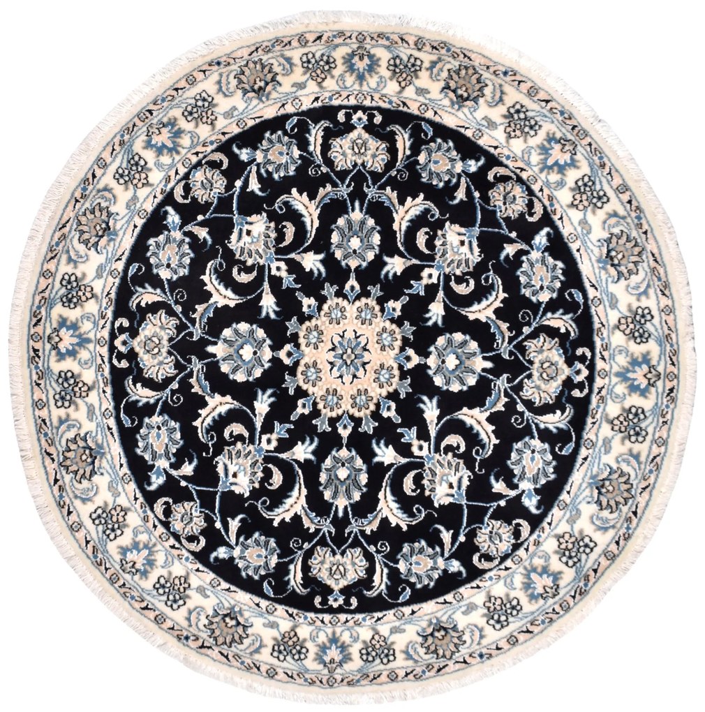 Nain Tappeto 150x150 Blu (Iran) Annodato A Mano