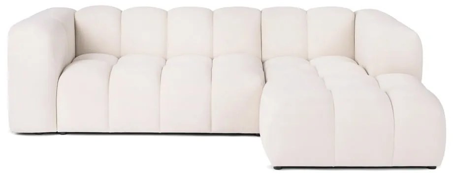 Divano angolare color crema (con penisola a destra e chaise lounge) con rivestimento in velluto Cube – Bonami Selection