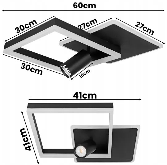 Plafoniera LED/38W/230V + 1xGU10/30W nero