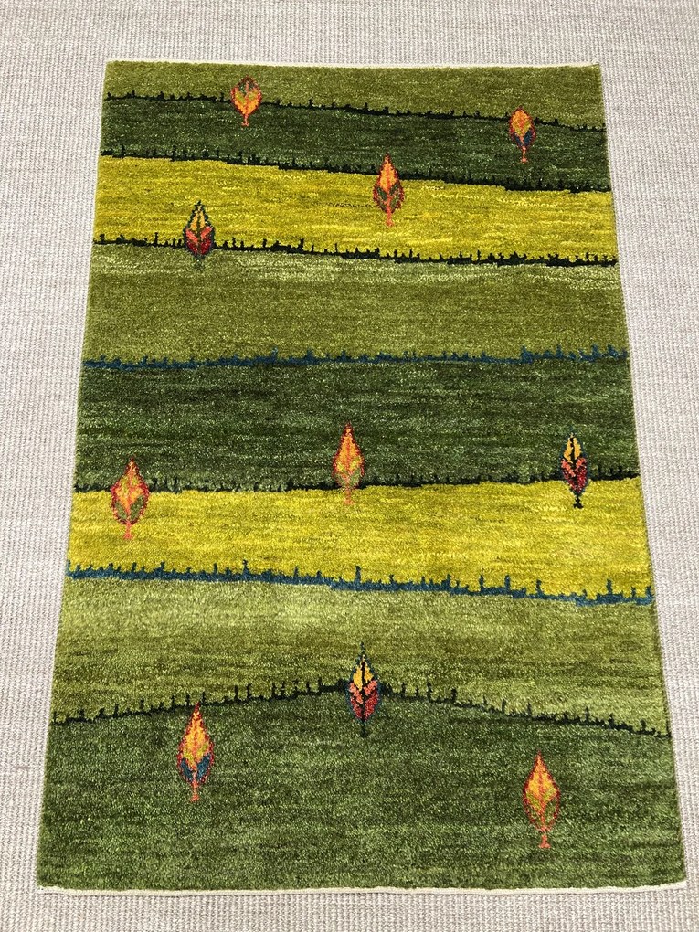 Gabbeh Tappeto persiano 80x120 Verde (Iran) Annodato A Mano