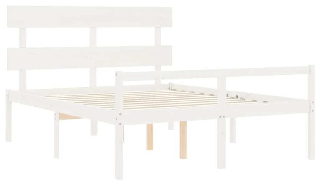 Letto per Anziani con Testiera Bianco King Legno Massello