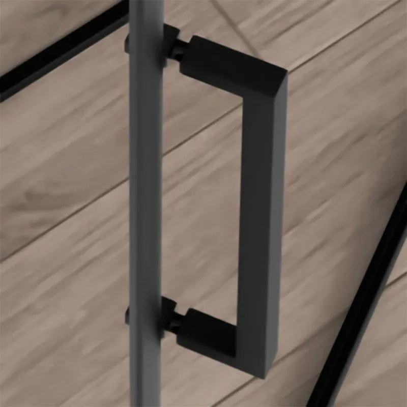 Porta doccia a soffietto per nicchia 105cm in vetro temperato trasparente con profili nero opaco Neos