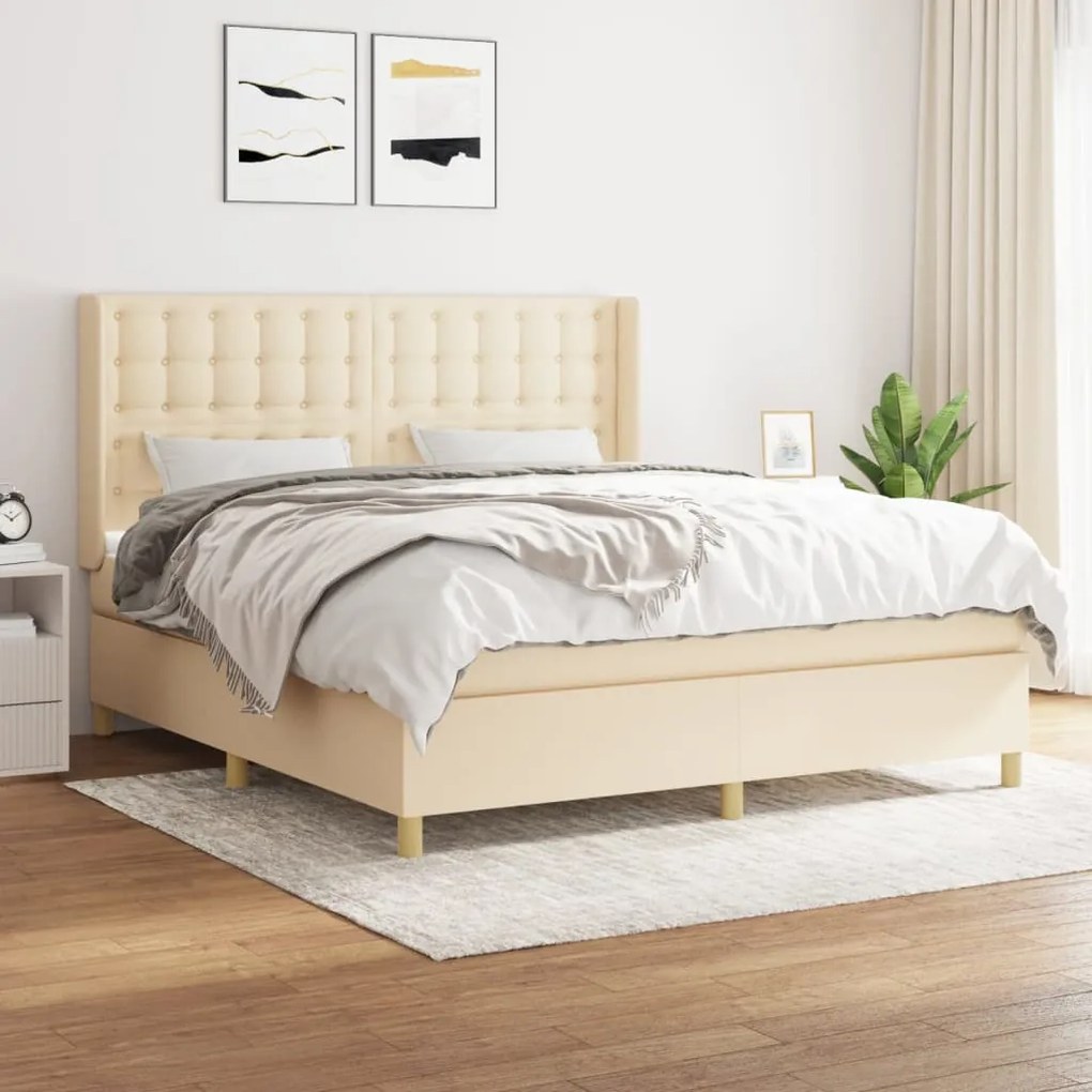 Giroletto A Molle Con Materasso Crema 160x200 Cm İn Tessuto /