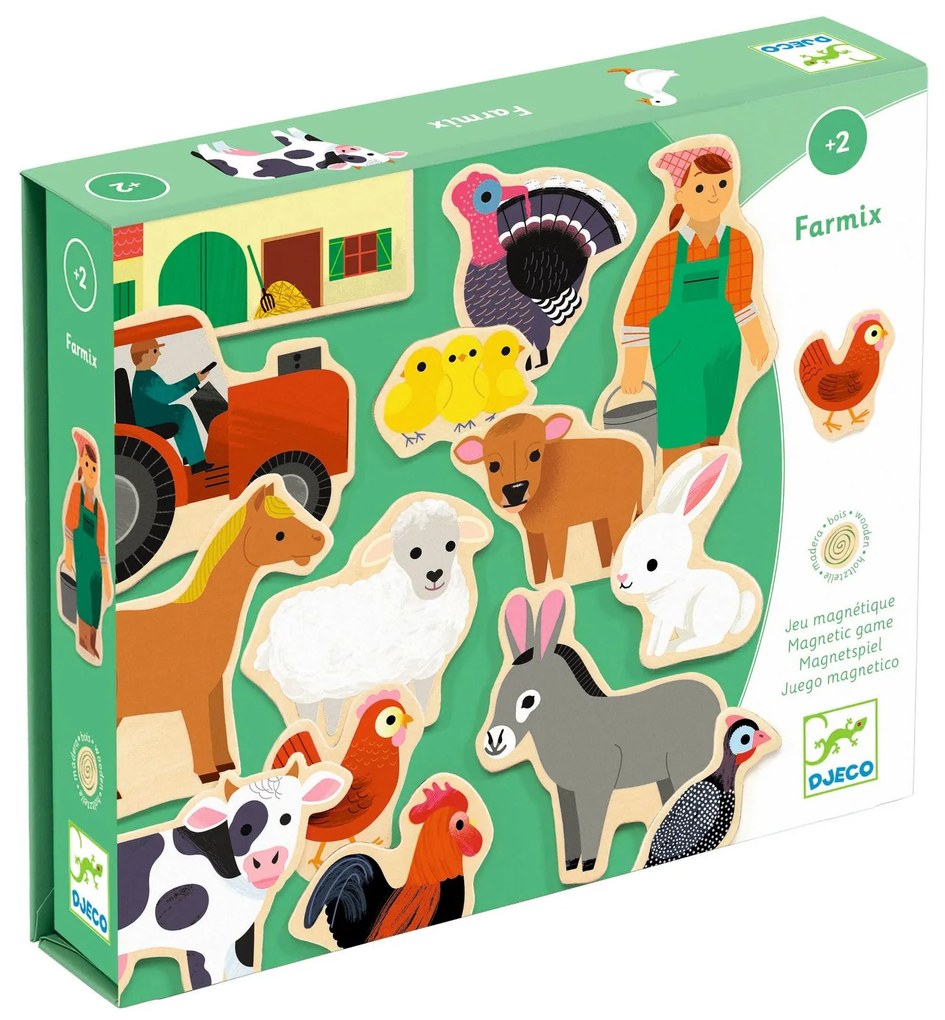 Magneti in legno - Fattoria - 24 pz