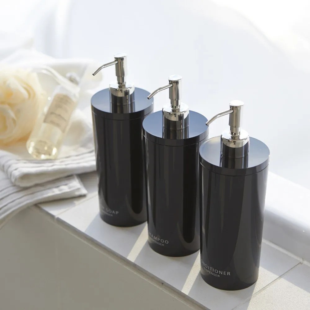Dispenser per sapone nero in plastica 500 ml Round – YAMAZAKI