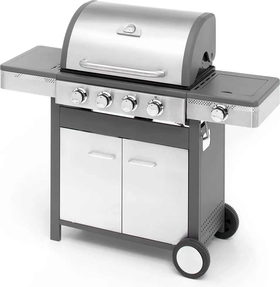 Barbecue a Gas GPL 4 Fuochi + 1 Fornello Laterale Ompagrill Indianapolis 5/B in Acciaio Inox...