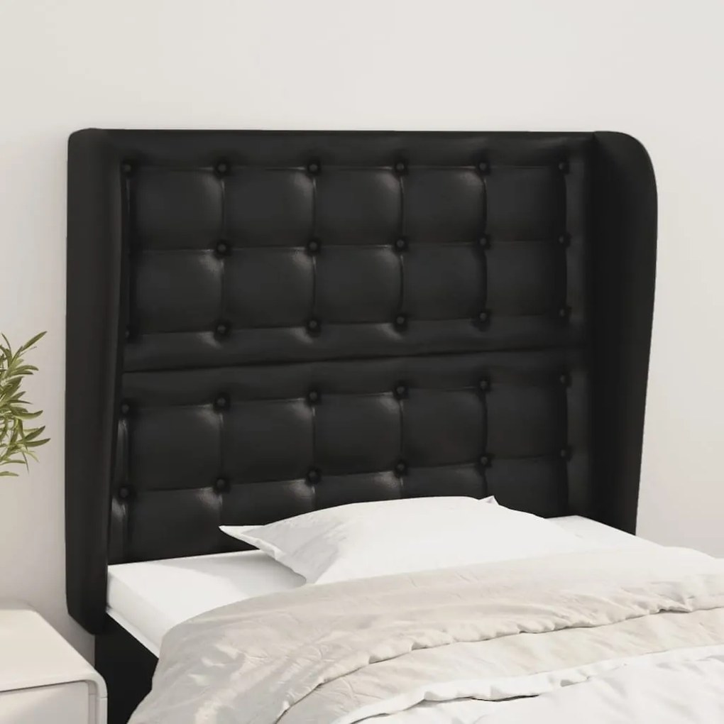 Testiera Ad Orecchio Nera 83x23x118/128 Cm İn Similpelle /