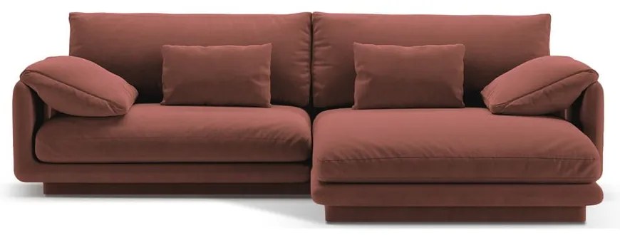 Divano angolare rosa (con penisola a destra/con chaise lounge) con rivestimento in velluto Torino – Micadoni