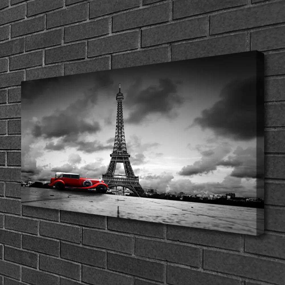 Stampa quadro su tela Vista di Parigi della Torre Eiffel 100x50 cm