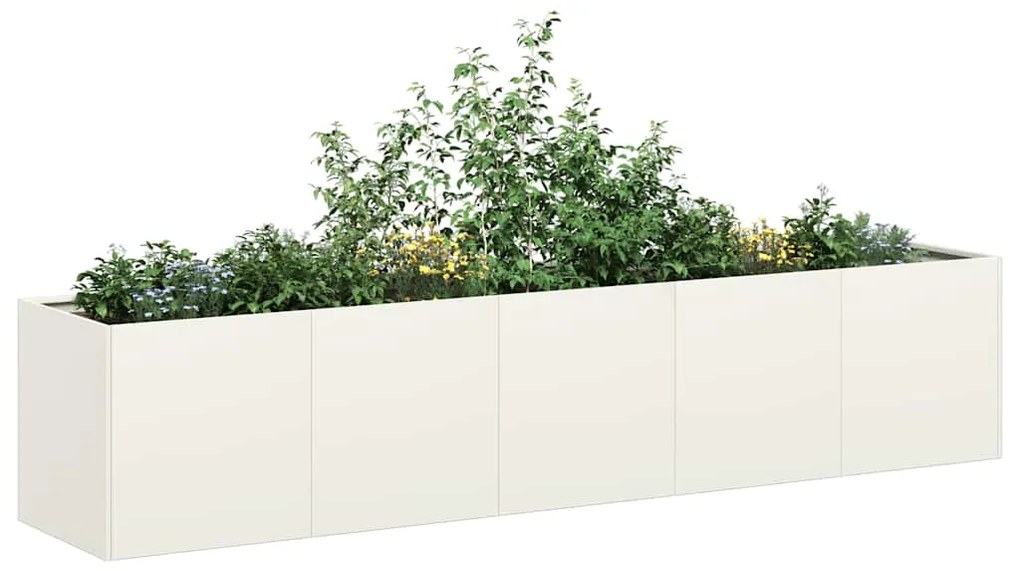 Fioriera Bianca 200x40x40 Cm İn Acciaio Laminato A Freddo /