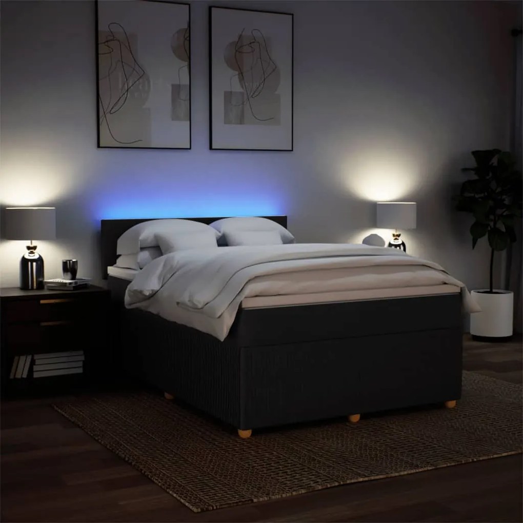 Giroletto a molle con materasso nero 140x190 cm in tessuto