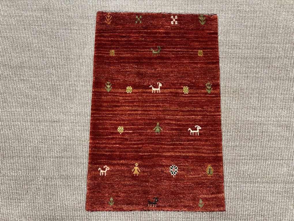 Loribaft Tappeto 90x60 Rosso (Iran) Annodato A Mano