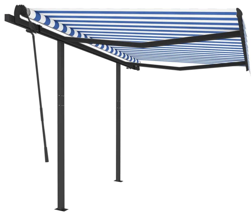 Tenda da Sole Retrattile Automatica Pali 3,5x2,5m Blu e Bianca