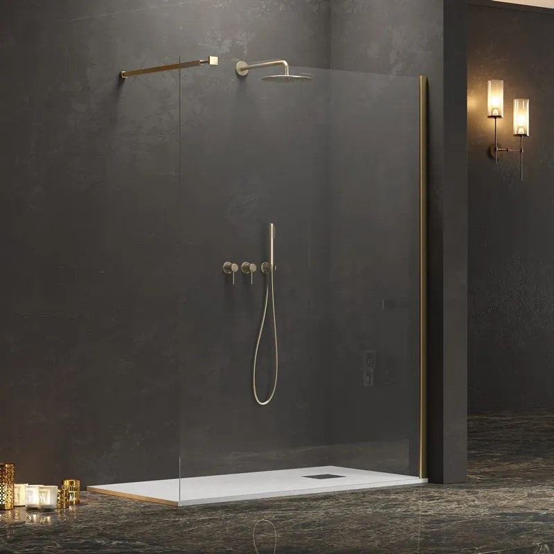 Walkin doccia 130 cm con profilo finitura oro satinato | KW-100G - KAMALU