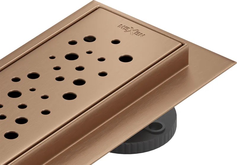 Mexen Flat 360° M12 scarico lineare rotante 100 cm, rame spazzolato - 1C21100-40