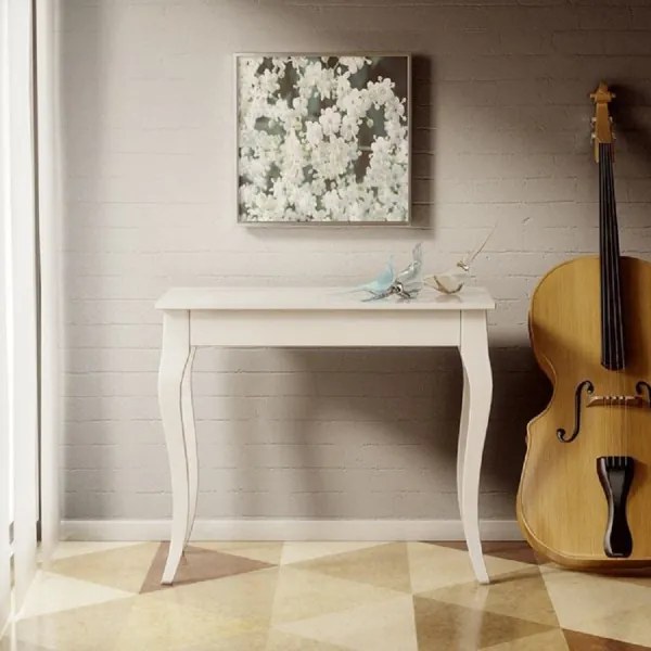 Consolle allungabile OLANDA SMALL Bianco Frassino con gambe a sciabola 90x48/204 cm