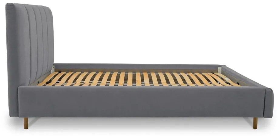 Letto matrimoniale imbottito grigio con doghe in legno 160x200 cm Zee - Scandic