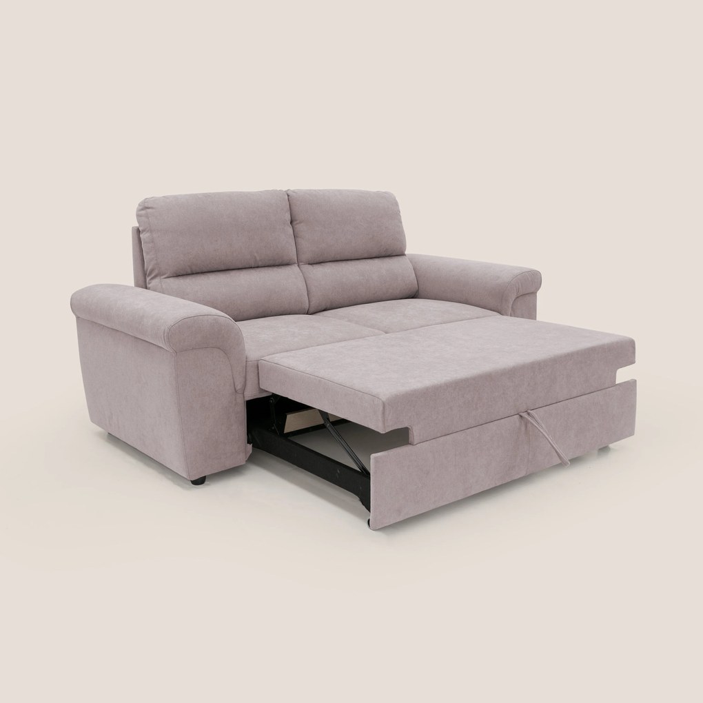 Minerva divano con pouf estraibile poggiapiedi in tessuto morbido impermeabile T02 rosa