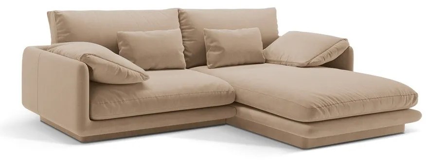 Divano angolare beige (con penisola a destra/con chaise lounge) con rivestimento in velluto Torino – Micadoni