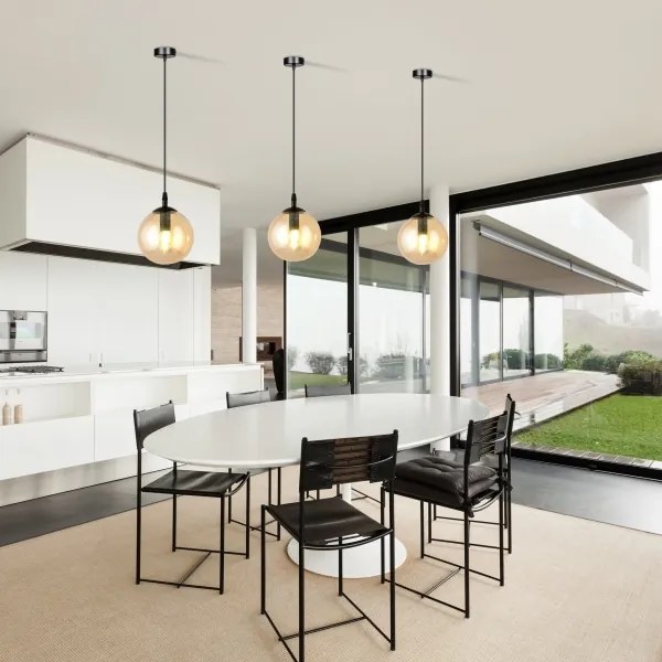 Lampadario a sospensione con filo COSMO 1xE14/10W/230V diametro 14 cm nero/beige