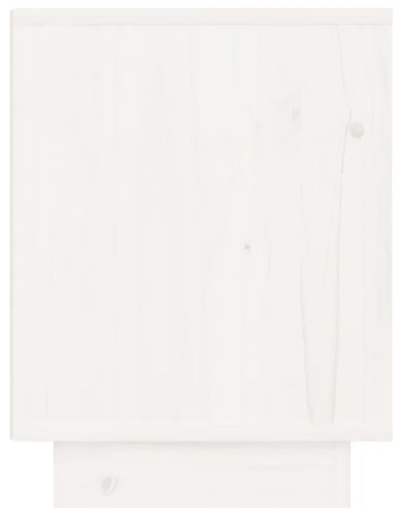 Comodino bianco 40x30x40 cm in legno massello di pino