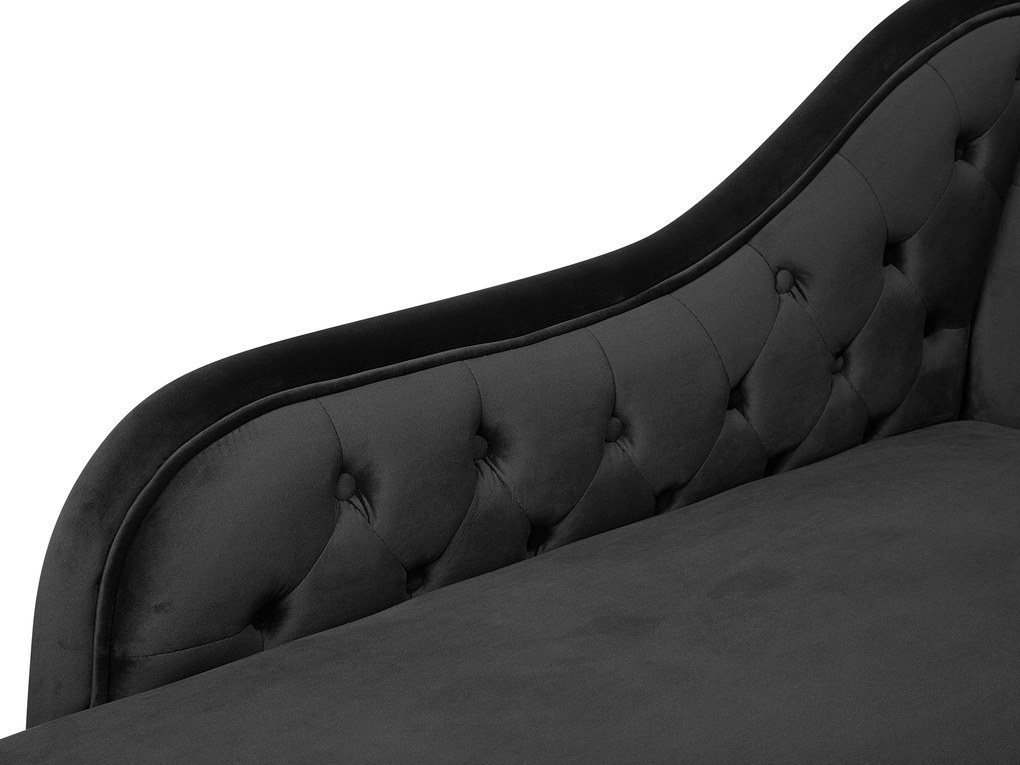 Chaise longue destra in velluto nero NIMES Beliani