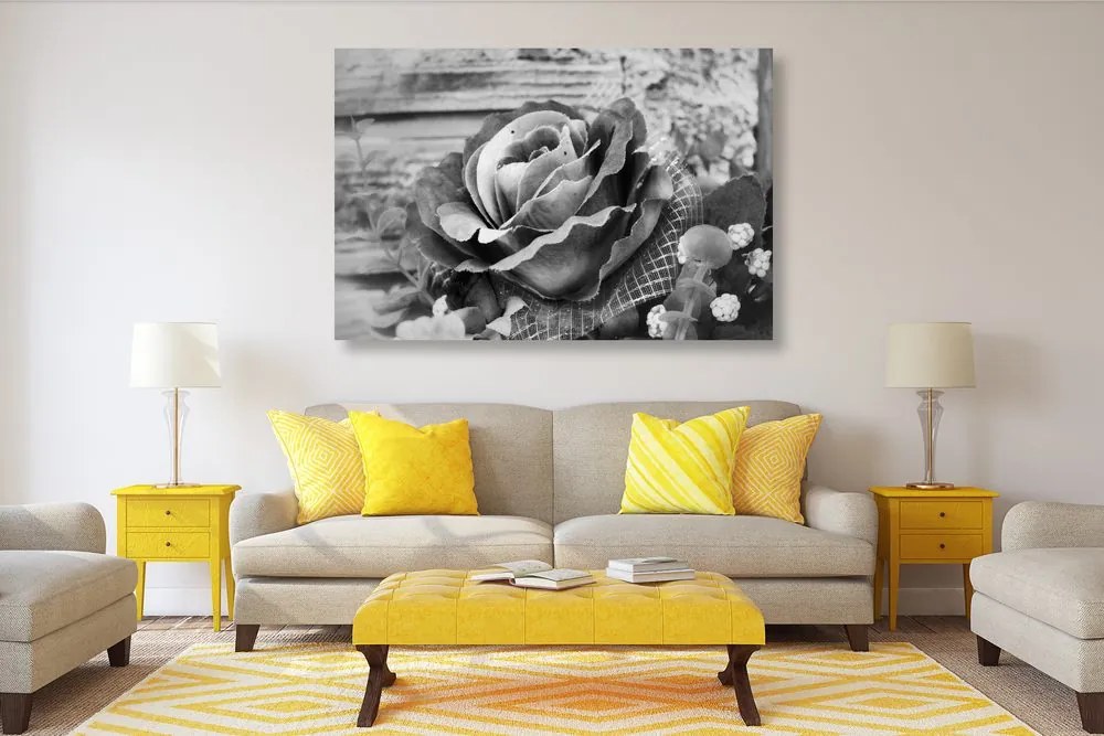 Quadro su tela – Rose vintage in bianco e nero