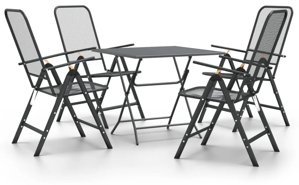 Set da pranzo per giardino 5pz rete metallica espansa antracite