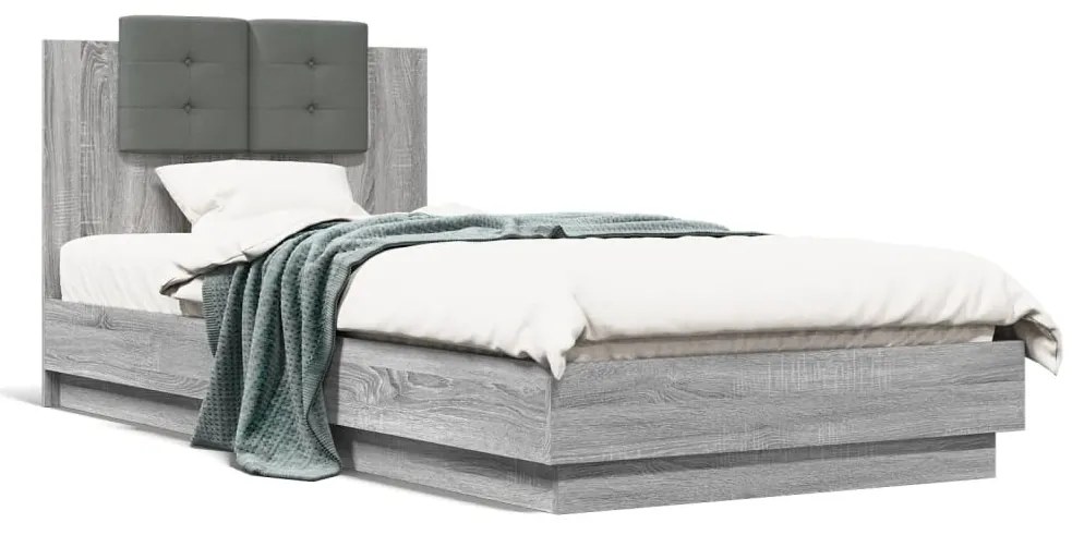 Giroletto Con Testiera E Led Grigio Sonoma 90x200 Cm /