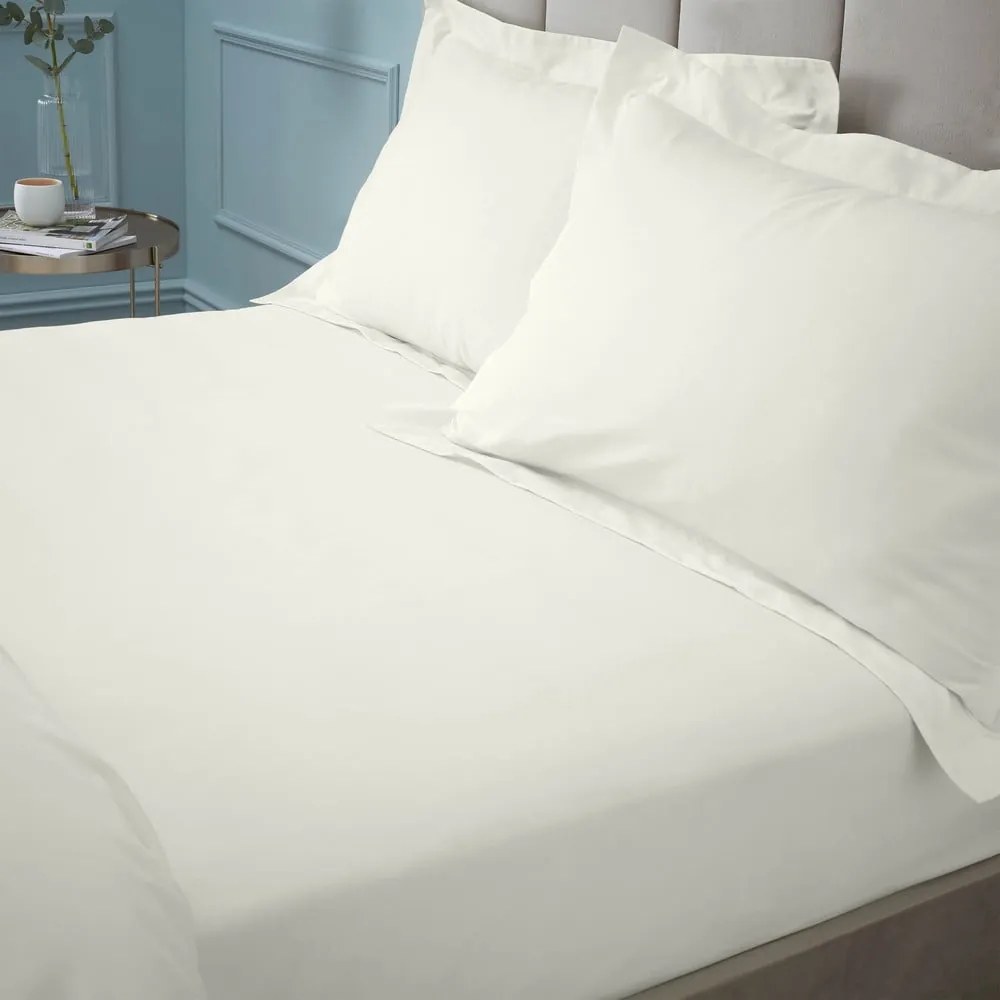 Lenzuolo crema in cotone egiziano elasticizzato 135x190 cm - Bianca