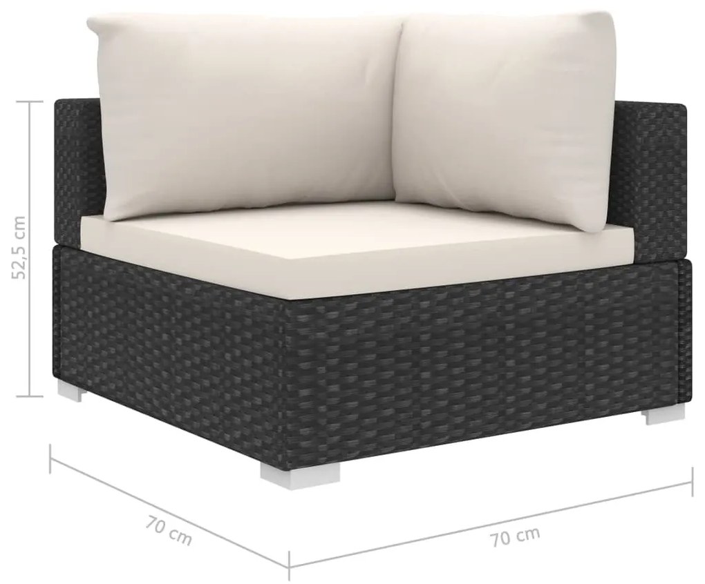 Set Divani da Giardino 4 pz con Cuscini in Polyrattan Nero