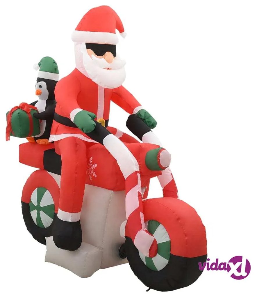 vidaXL Babbo Natale Gonfiabile sulla Moto LED IP44 160 cm