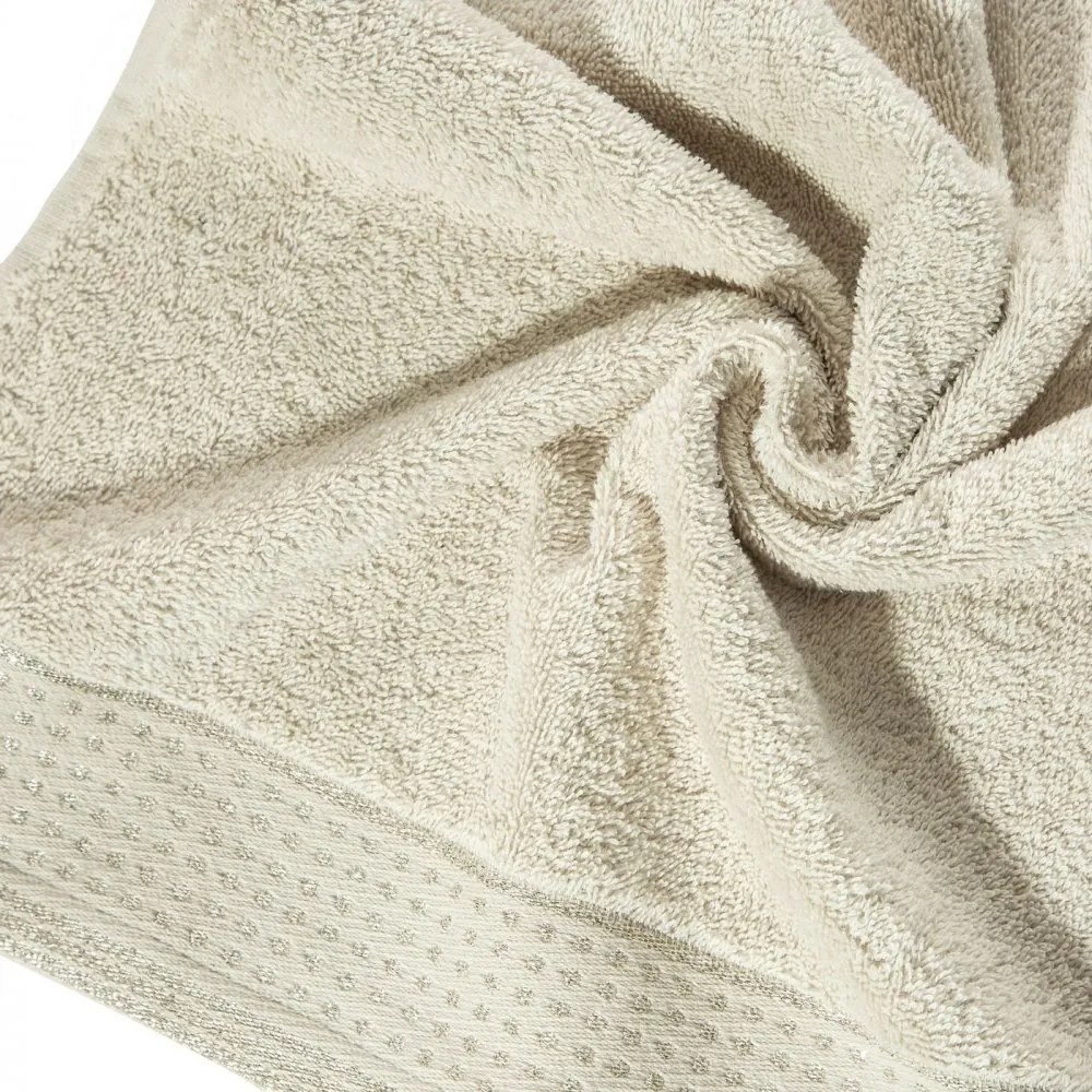 Asciugamano in beige con orlo evidenziato da puntini e filo lurex lucido Larghezza: 50 cm | Lunghezza: 90 cm