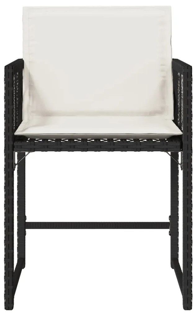 Sedie da giardino con cuscini 4 pz nere in polyrattan