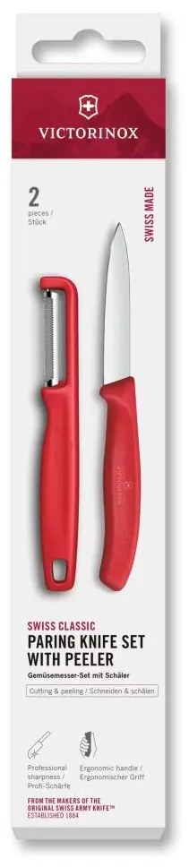 Victorinox - Set con coltello da cucina e pelapatate SWISS CLASSIC rosso