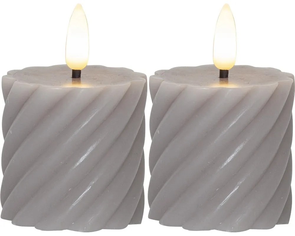 Set di 2 candele LED in cera grigia, altezza 7,5 cm Flamme Swirl - Star Trading