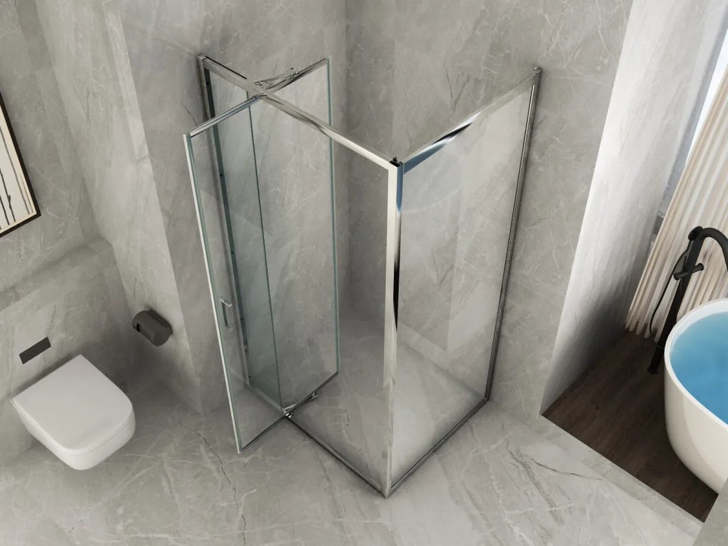 Box Doccia Cristallo 6mm 2 lati 1 fisso e 1 apertura rototraslante battente trasparente opaco 65x110xh190 cm opaco