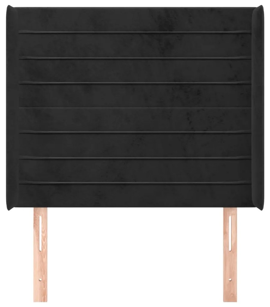 Testiera ad orecchio nera 83x16x118/128 cm in velluto