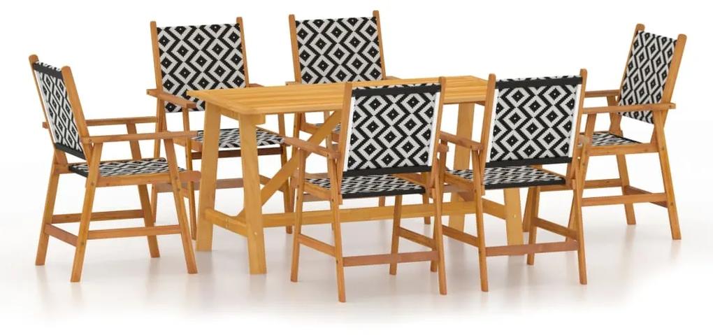 Set mobili da pranzo per giardino 7 pz legno massello di acacia