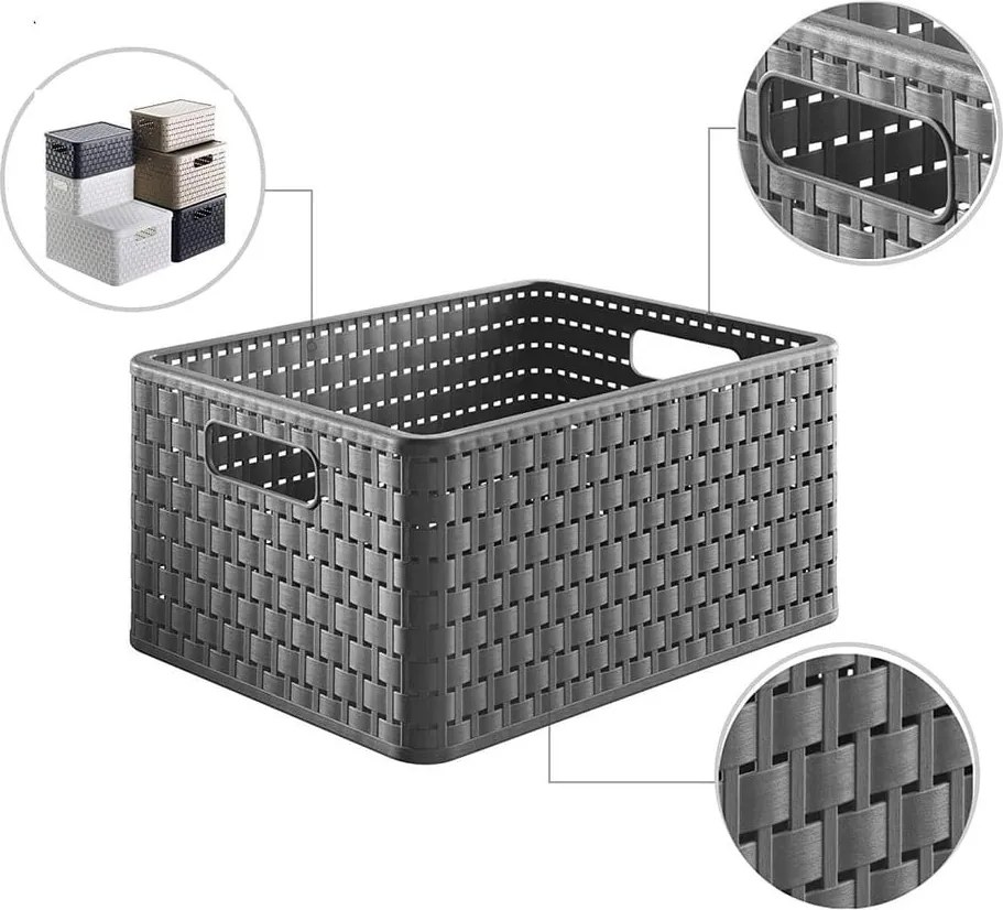 Cestino in plastica riciclata grigio scuro Country - Rotho