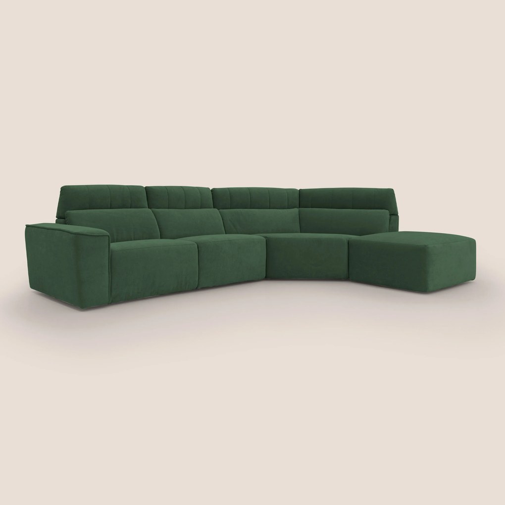 Clark Divano angolare con opzione relax elettrico in tessuto smacchiabile impermeabile T17 verde