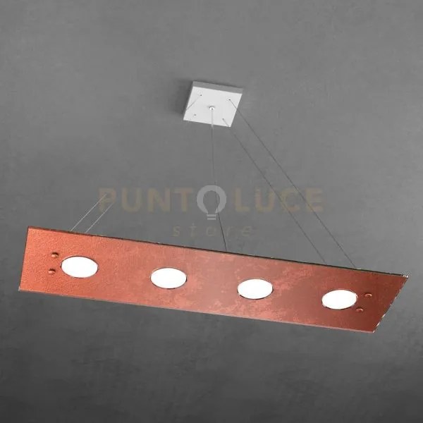 Path sospensione 4 luci rettangolare foglia rame 1141-s4 r-fr