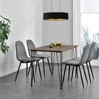 [en.casa] Tavolo per Sala da Pranzo Fino a 4 Posti con Gambe Hairpin 120 x 70 x 75 cm - Color Noce