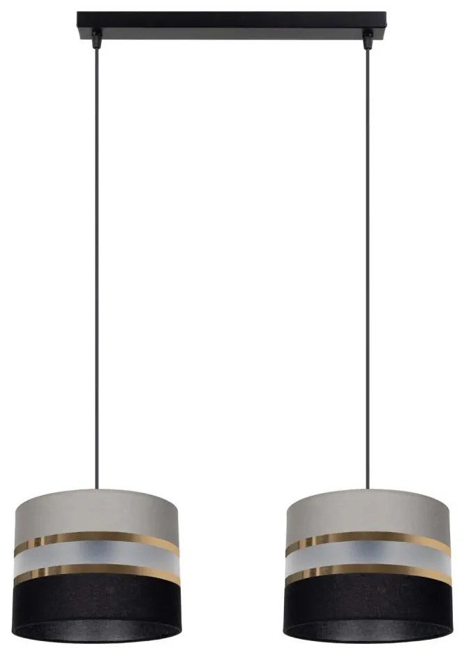 Lampadario a sospensione con filo CORAL 2xE27/60W/230V nero-grigio