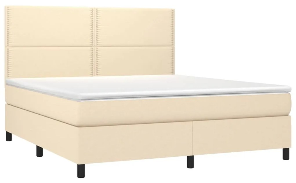 Letto a molle con materasso e led crema 160x200 cm in tessuto