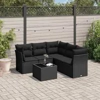 Set Divano da Giardino 6 pz con Cuscini Nero in Polyrattan 3217625