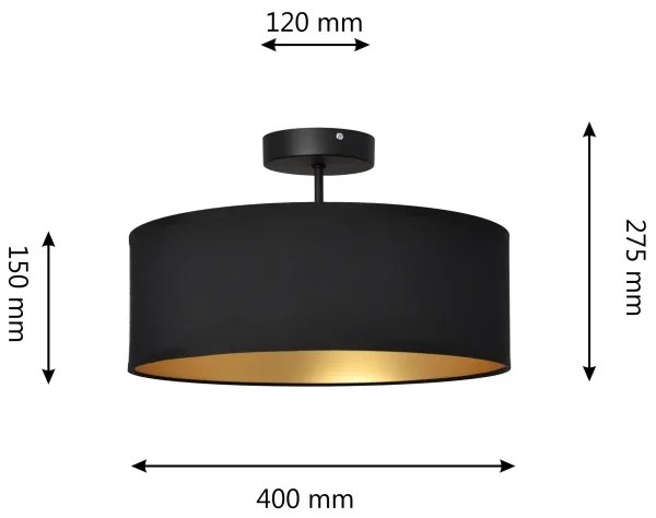 Lampadario a sospensione con supporto rigido ALBA 3xE27/15W/230V nero/oro