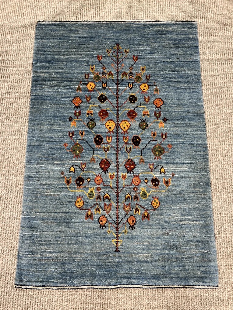Loribaft Tappeto 60x90 Blu (Iran) Annodato A Mano